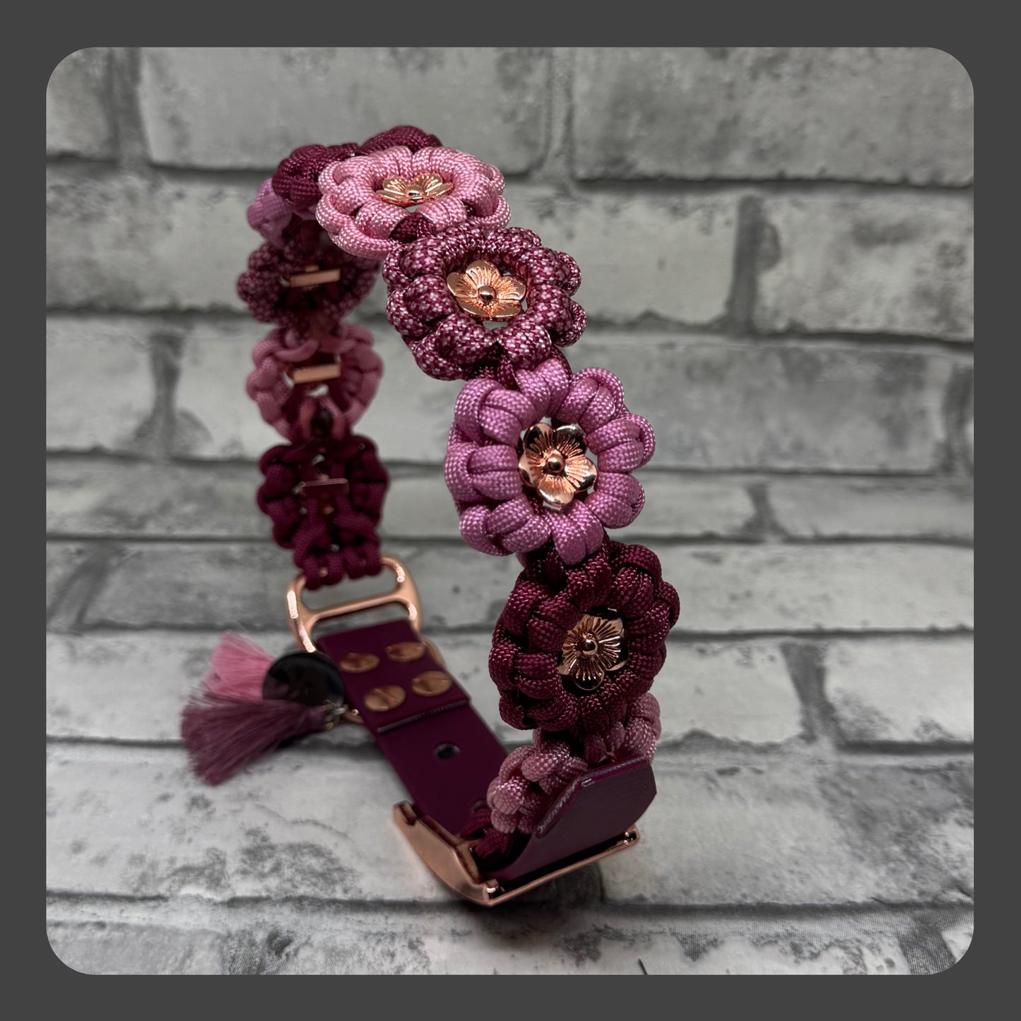 Blümchenhalsband Rosa/Vino
